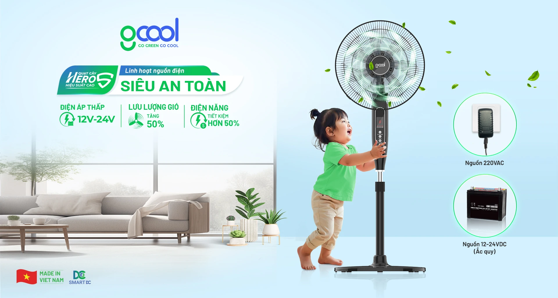 QUẠT ĐỨNG GCOOL, GIÓ MÁT